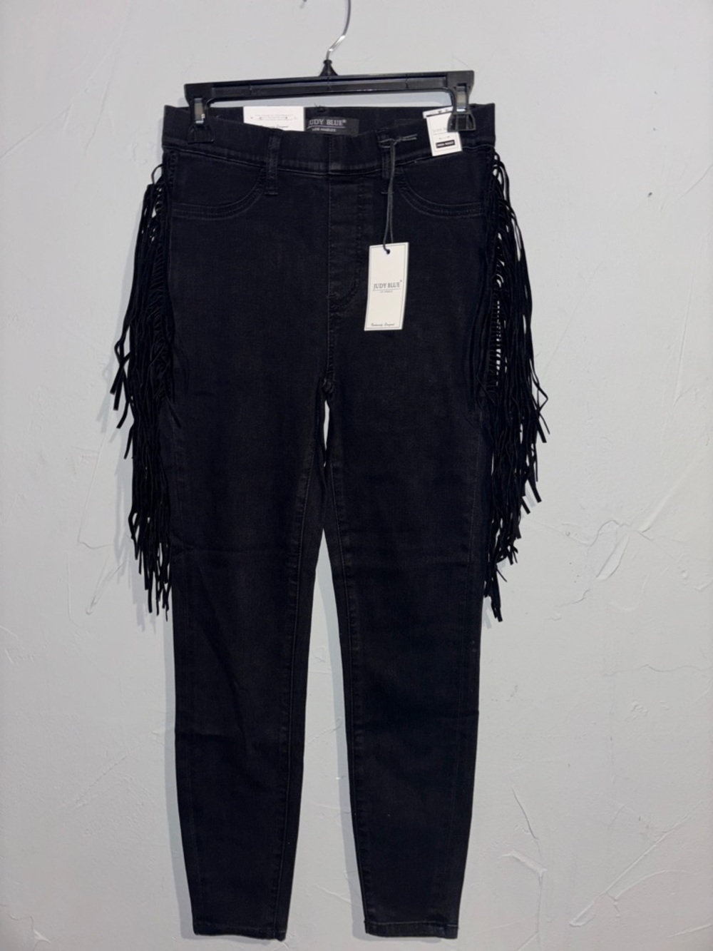 Judy Blue Black Fringe High-Rise Skinny Jeans with Side Tassels